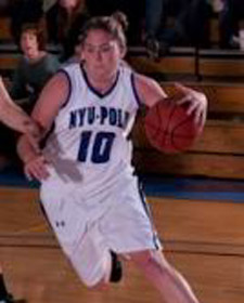 NYU-Poly junior Shelby Bruns had 18 points and 17 rebounds against Yeshiva at Jacobs Gymnasium on Tuesday.