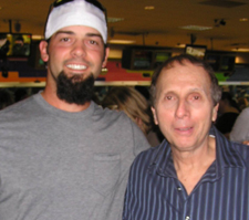 RHP Dillon Gee poses with the Cyclones photographer George Napolitano during the Metsâ€™ bowling night at Superplay USA. Gee, who was a member of the 2007 Brooklyn Cyclones, worked his way up through the minors to finally break into the Metsâ€™ starting rotation upon his call up in April of 2011.  