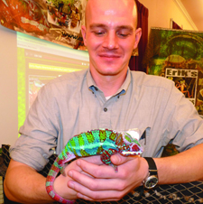 Ian Wallace from Ericâ€™s Reptile Adventures held a colorful lizard called a panther chameleon from Madagascar.