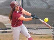 Sophomore Stephanie Caravello helped Brooklyn College to a doubleheader sweep of Sarah Lawrence on Sunday in Bronxville. Photo by Damion Reid