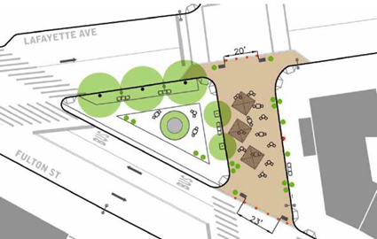 Fowler Square in Fort Greene seen with proposed changes.