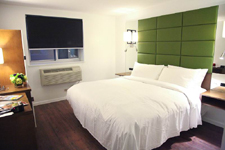 One of Hotel BPM Brooklynâ€™s guest rooms.  Image courtesy of  Hotel BPM Brooklyn