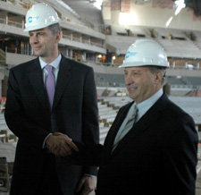 Nets owner Mikhail Prokhorov and partner Bruce Ratner got the NBA Board of Governorsâ€™ approval Friday to move the franchise from New Jersey to Downtown Brooklyn.	Photo by John Torenli