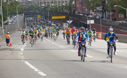 The last leg of the route took cyclists on the BQE through Sunset Park and Bay Ridge, and then over the Verrazano-Narrows Bridge to Staten Island.