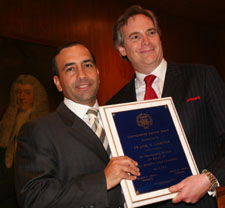 Attorney Frank Carone (left) received the Distinguished Service Award from BBA President Ethan Gerber.