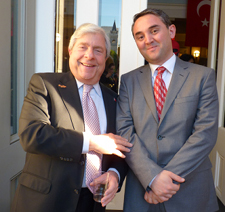 Brooklyn Borough President Marty Markowitz (left) with Istanbulâ€™s head Imam Hakan Ozdemir. Photo by Mary Frost