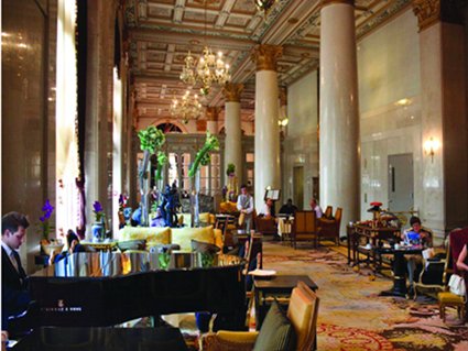 A rendering of the Bossert Hotelâ€™s lobby. Image courtesy of Gwathmey Siegel Kaufman & Associates Architects