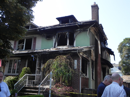 Fire marshals are investigating the cause of the fire last night at Bob and Diana Howe's Bay Ridge home. Photo by Paula Katinas