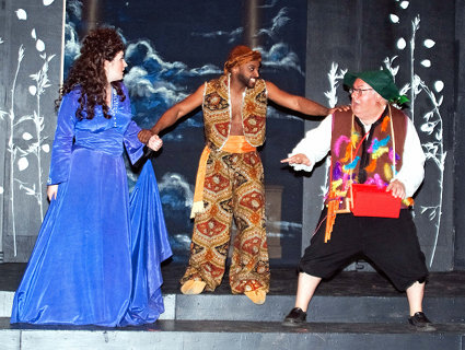 Regina Opera is producing fully staged performances of Mozartâ€™s â€˜The Magic Fluteâ€™ on June 9 and 10. Shown here, Pamina (Jenny Lynn Greene, left) and Papageno (John schenkel, right) have been captured by Monostatos (Greg Couba, center). See listing under Opera. Photos by Art Lawson