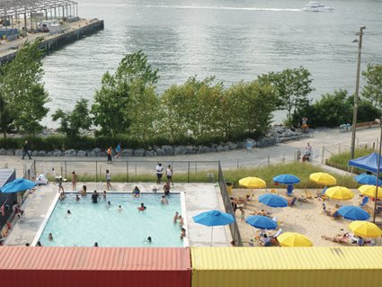 The â€˜pop-upâ€™ pool and its adjacent little beach have been a popular attraction this summer. 