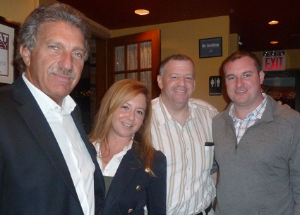 Bay Ridge Eagle Executive and Pioneer Reception Restaurant Wrangler Marc Hibsher, second from right, explained how thirty or more Third Avenue restaurants will again provide fine gourmet selections contributing to the success of the Oct. 29 Pioneer Reception at Cafe Remy. Others are Sean Flynn, far right;  Vice President. Wade Jabour and Courtney Sessa Flynn.