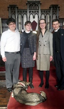 The Rev. Sarah Kooperkamp, second from left, will be ordained to the priesthood this Saturday. She is pictured with her husband, Billy Lopez (at left); her mother, Dr. Elizabeth Kooperkamp and the Rev. Dr. Earl Kooperkamp. Photo courtesy of the family  