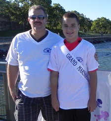 Brave cancer survivor Daniel Fortunato Jr., right, led the walk. He is pictured with his father, Daniel Fortunato.