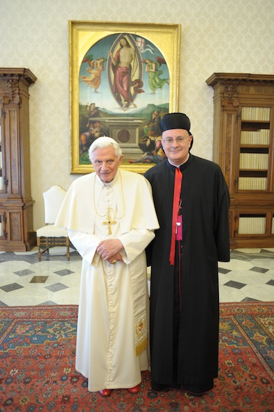Bishop Gregory Mansour with Pope Benedict XVI.JPG