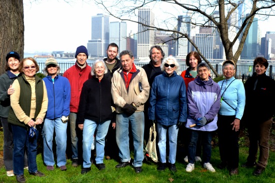 The Brooklyn Heights Promenade gardeners meet every Tuesday morning to maintain the glorious garden that stretches along the picturesque promenade. From left to right: Koren Volk, Lucille Gruber, Maureen Healy, Steve Sacks, Phyllis Starkman, Matthew Morrow, Herb Cohen, Tom Cahalan, Karen Schlesinger, Pat Lucey, Pearl Hochstadt, Nina Craig and Ellie Levinson. Heights Press photos by Rob Abruzzese.