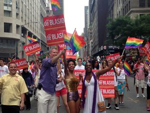 De Blasios march in Gay Pride Parade