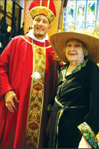 Bishop Lawrence Provenzano congratulations Dorothy Pilch, 95, after her graduation from Education for Ministry