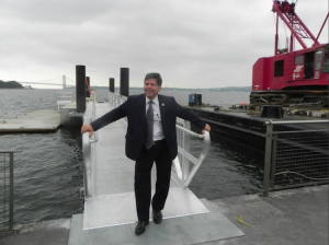 Vincent Gentile stands next to the Bay Ridge eco dock
