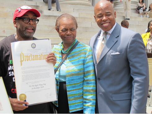 Spike Lee was honored by Brooklyn Borough President Eric Adams on Tuesday