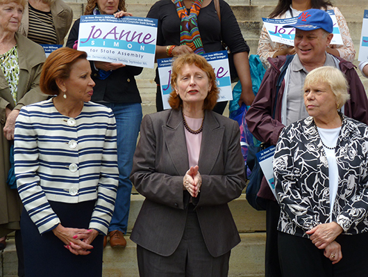 Jo Anne Simon announces her bid for state Assembly. Photo by Mary Frost