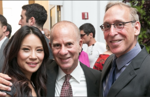 Actress and Ignite campaign co-chair Lucy Liu, Ignite co-chair Richard Feldman and BAM exhibitor Jon Nathanson