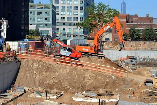 Rolling In The Deep (Thank you, Adele, for that lyric): Heavy machinery rolls up and down this ramp at the Oosten condo site. Photos by Rob Abruzzese