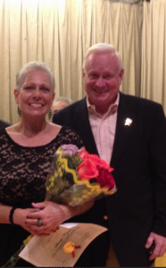 State Sen. Marty Golden congratulates Sherry Kayser, the winner of the 2013 Brooklyn Senior Idol talent contest
