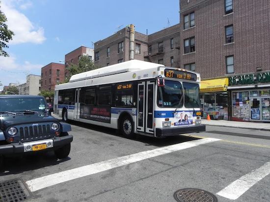 The B37 bus travels along the southern portion of its route on Third Avenue. Transportation advocates from several Brooklyn communities said they’re glad it’s back