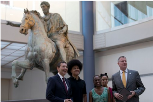 The de Blasio family, shown here with the mayor of Rome, moved to Gracie Mansion