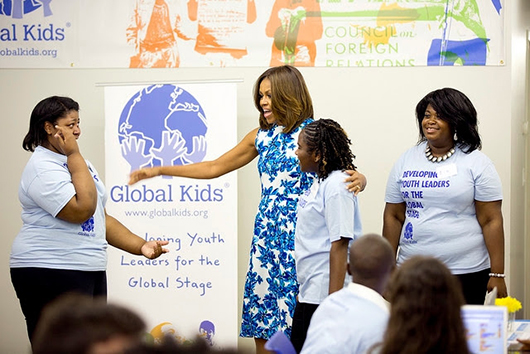 Michell Obama meets Brooklyn students. FLOTUS. By Julie Hassett-Sutton-Frantic Studio