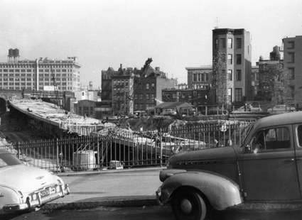 The construction of the BQE in the early '50s. Photo by Henrik Krogius