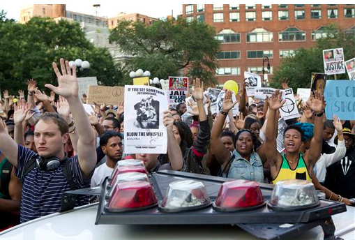 Protestors in New York City rally against the Eric Garner and Ferguson incidents. AP Photo/Michael R. Sisak, File