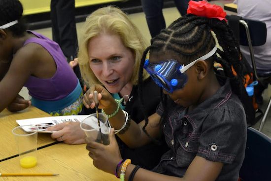 U.S. Sen. Kirsten Gillibrand stopped by P.S. 261 on Tuesday the check out kids participating in the  New York Academy of Science’s summer program being run out of the school.