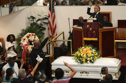 The Rev. Al Sharpton speaks at Eric Garner's Brooklyn funeral.