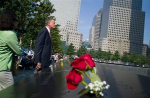 Mayor Bill de Blasio visits the 9/11 memorial on Sept. 11, 2013. AP Photo/Ozier Muhammad, Pool, File