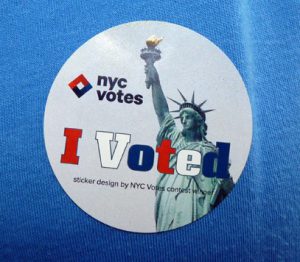 NYC "I voted" sticker by Mary Frost