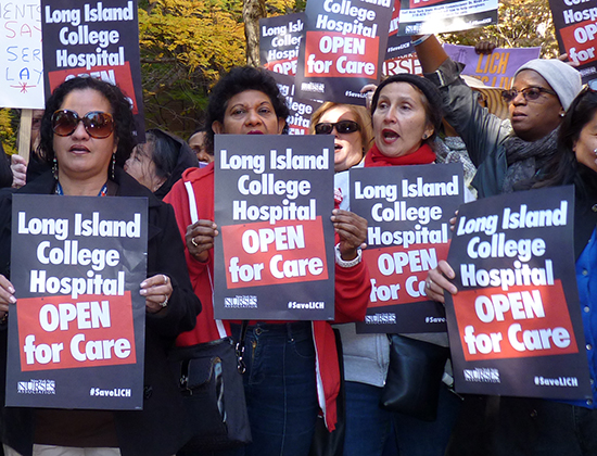 Nurses rally to keep LICH open. Photo by Mary Frost