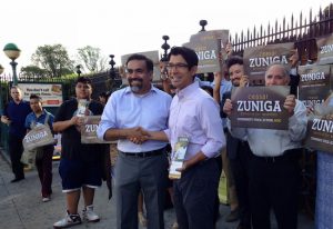 Councilman Carlos Menchaca (right) says he is supporting Ceasar Zuniga (left) in his quest to oust longtime incumbent Assemblyman Felix Ortiz in Sunset Park’s 51st Assembly District. The primary takes place on Tuesday, Sept. 9.