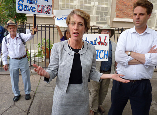 Zephyr Teachout at P.S. 29 in Cobble Hill, Brooklyn on Primary Day.