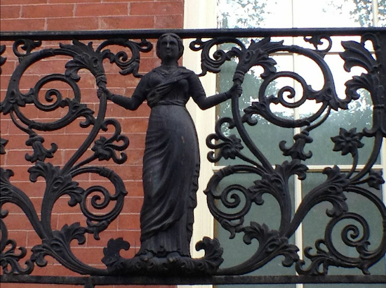 This fair maiden can be found on the pre-Civil War window guard at 237 Carlton Ave.