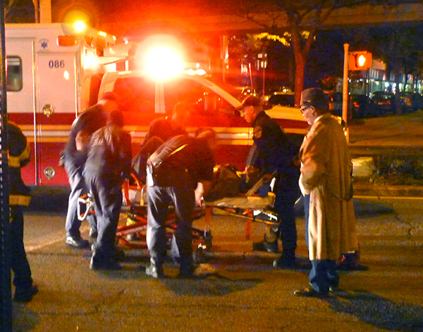 A man was struck by a car in Brooklyn Heights. Photo by Mary Frost