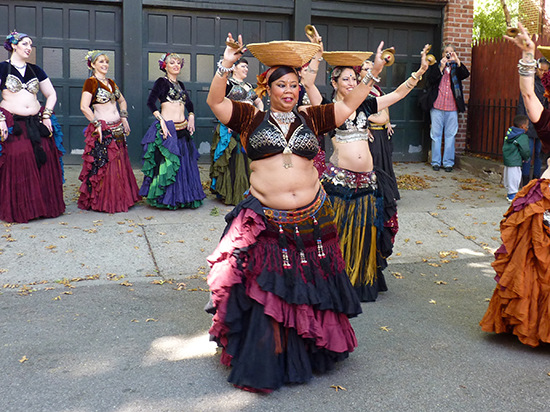 Mimi Soltana’s tribal belly-dance troupe  at the Cranberry Street Fair in Brooklyn Heights. Photo by Mary Frost