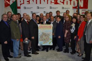 Local elected officials and members of the Brooklyn Chamber of Commerce celebrated the start of Italian Restaurant Week at Il Centro, Bensonhurst’s soon-to-be-open Italian-American Community Center.