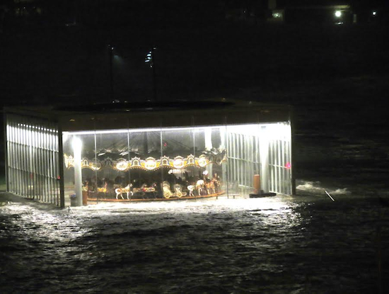 Jane's Carousel in Brooklyn Bridge Park was surrounded by floodwaters from Sandy's surge on Oct. 30, 2012, in DUMBO.