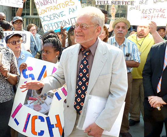 Dr. Jon Berall at a rally for LICH. Photo by Mary Frost