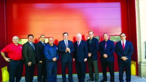 Members of the Uniformed Firefighters Association and Local 2507 said they are supporting state Sen. Marty Golden (fourth from left) for re-election. Golden, who is a retired cop, has also been endorsed by the PBA.