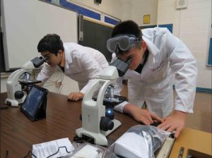 Students check out the school’s STEM program at the Open House. Photo courtesy Xaverian High School