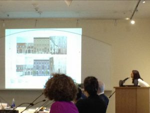 Architect Krista Demirdache presents her revised design for 295-299 Hicks Street to the Landmarks Preservation Commission. Eagle photos by Lore Croghan