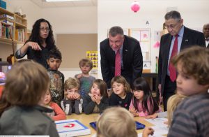 Mayor Bill de Blasio makes an announcement of the pre-K numbers at P.S. 397. Credit: Rob Bennett/Mayoral Photography Office