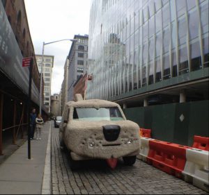 A van that's an integral part of the Jim Carrey film “Dumb and Dumber To” (or a replica of it) randomly drove down the street in DUMBO the other day. Eagle photos by Lore Croghan
